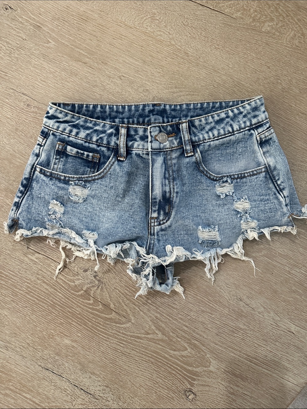 Distressed Light Blue Denim Women’s Shorts